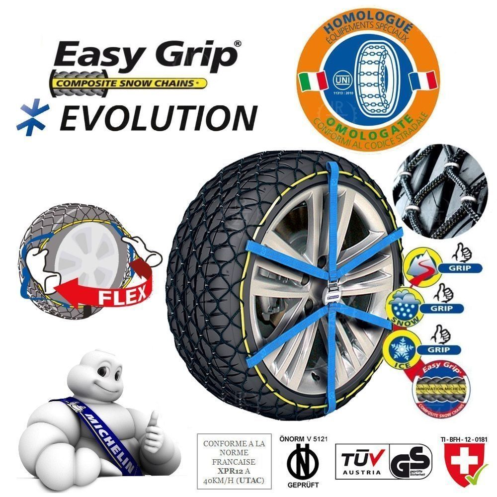 MICHELIN Easy Grip Evolution® Composite Snow Socks Chains Approved for  Italy n°EVO 18